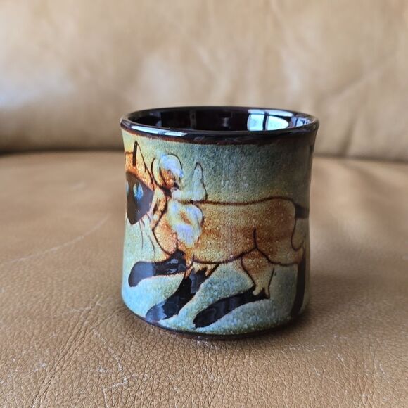 Signed Joyce Morgan Chelsea Pottery Cat Mug – Vtg Studio Ceramic, 3" Espresso - Picture 1 of 10